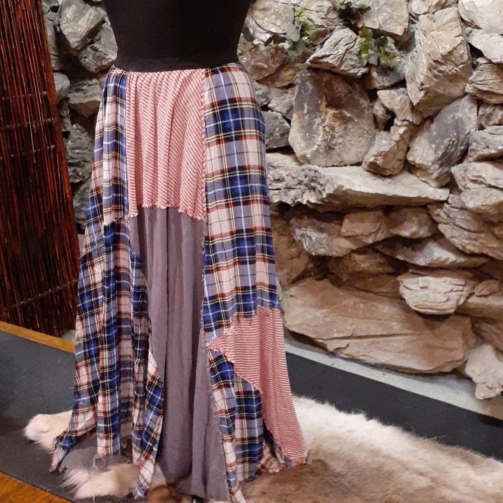 Elegant Plaid and Striped Maxi Skirt